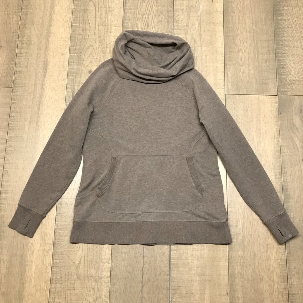 L.L. Bean Sweatshirt Womens Size L Brown Cozy Pullover Cowl Neck Pocket Travel